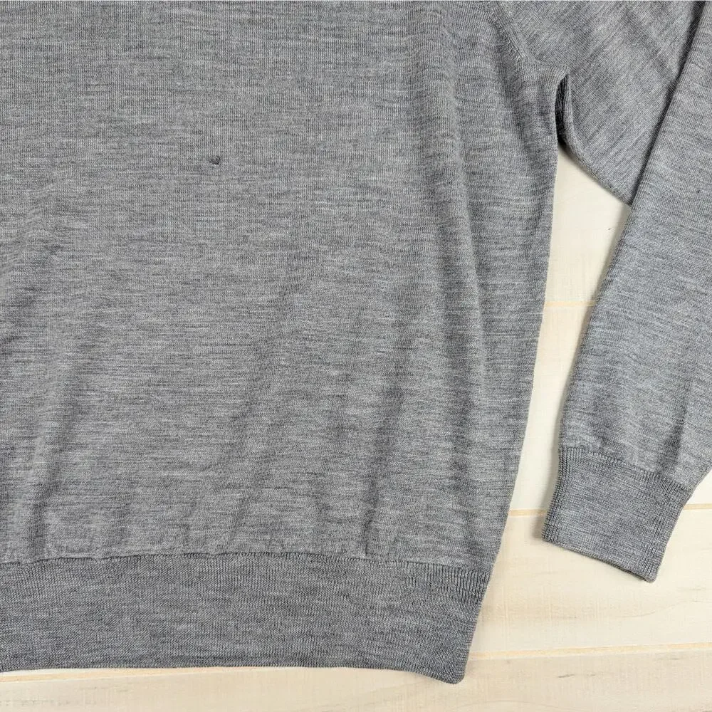 J. Crew Men's Gray 100% Merino Wool High Neck‎ 1/4 Zip Pullover Sweater